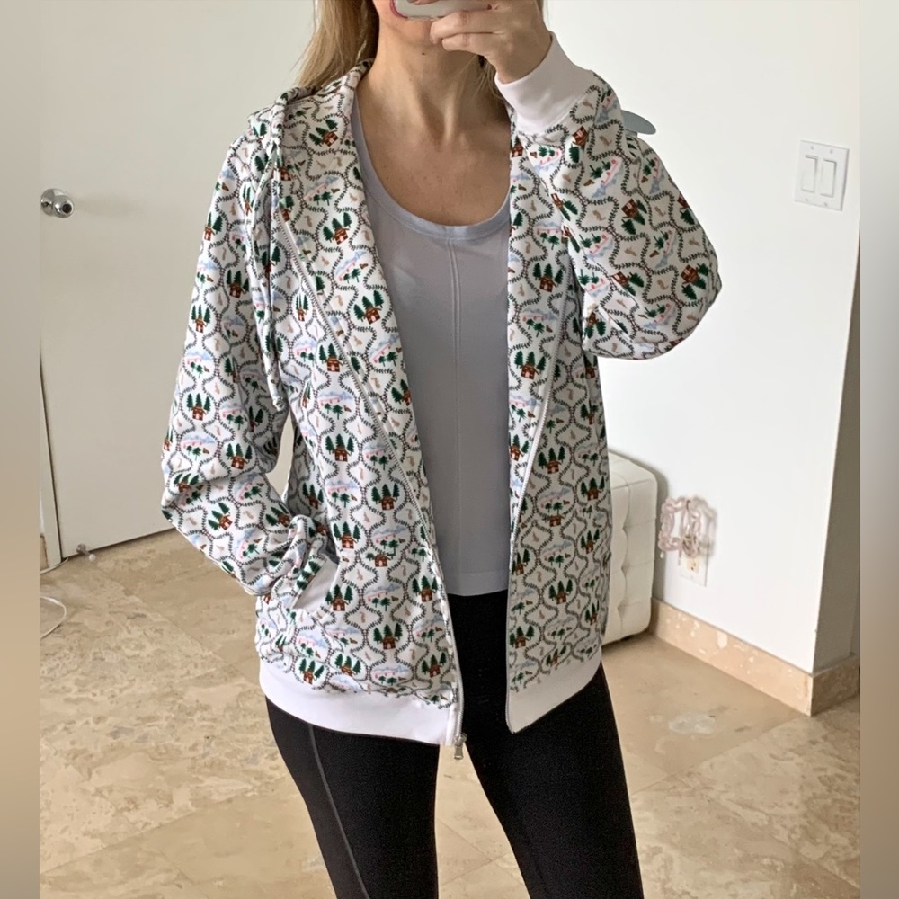 Hill House Teddy Hoodie Sweatshirt in White Ski Chalet